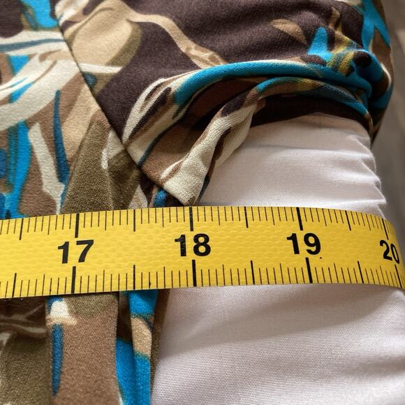 Vertigo‎ Women's Y2K Brown Turquoise Abstract Print Maxi Dress Size M Statement - Picture 4 of 12